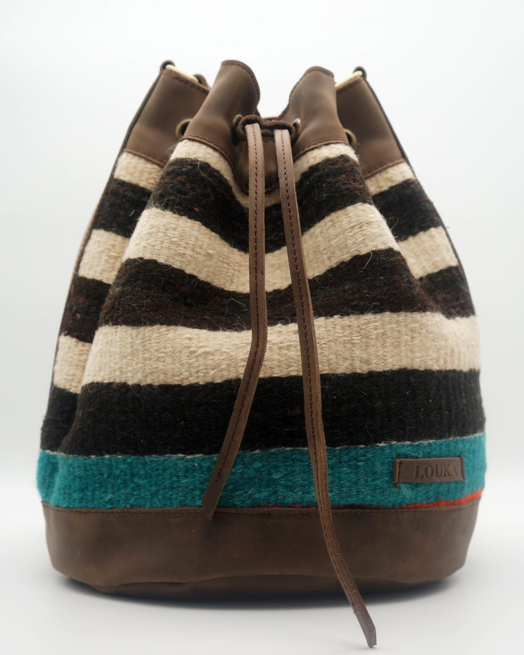 Handmade Kilim Bucket Bag With Genuine Leather LKB02083