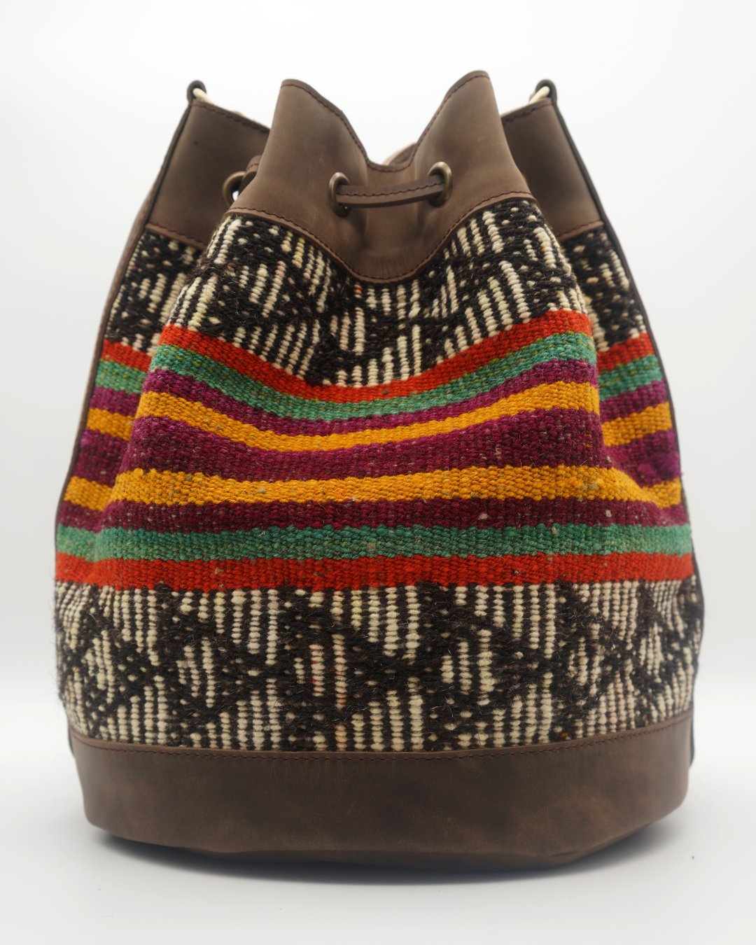Handmade Kilim Bucket Bag With Genuine Leather LKB02085 Louka