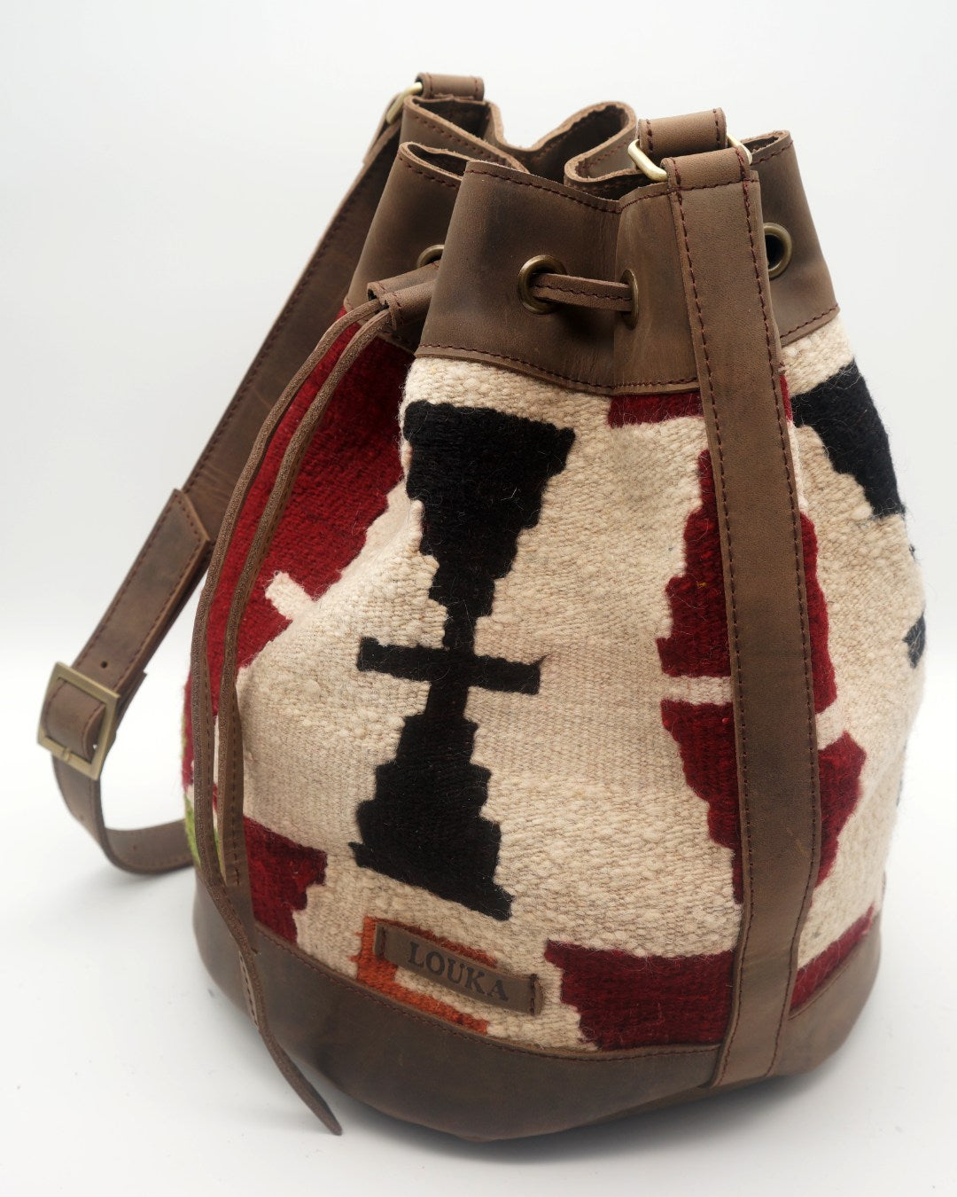 Handmade Kilim Bucket Bag With Genuine Leather LKB02101