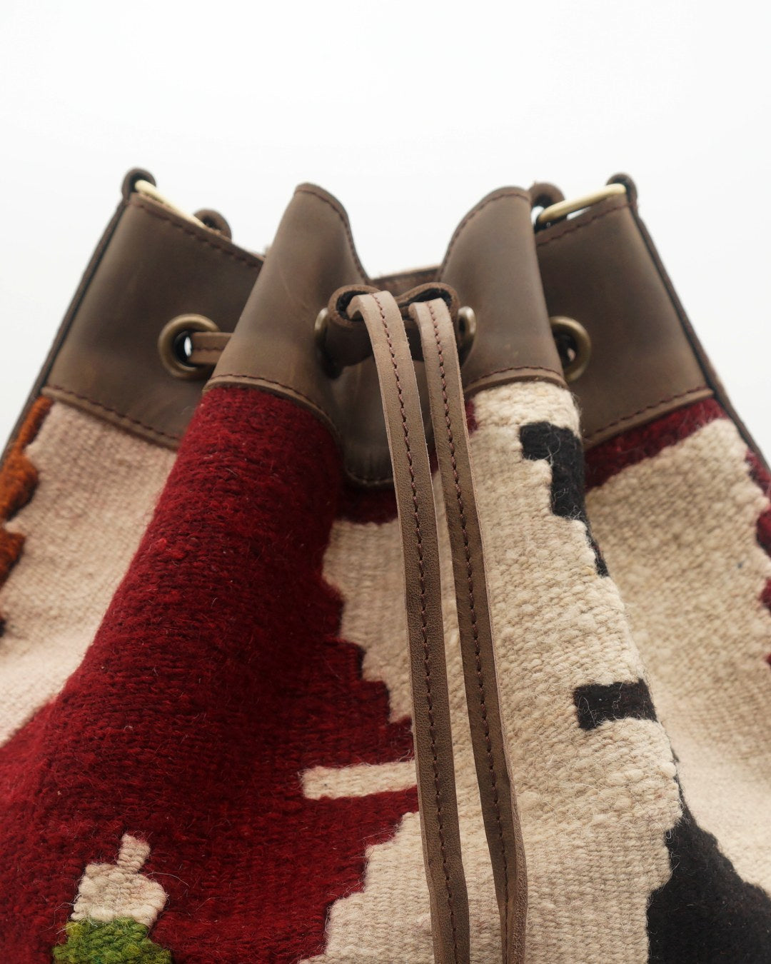 Handmade Kilim Bucket Bag With Genuine Leather LKB02101