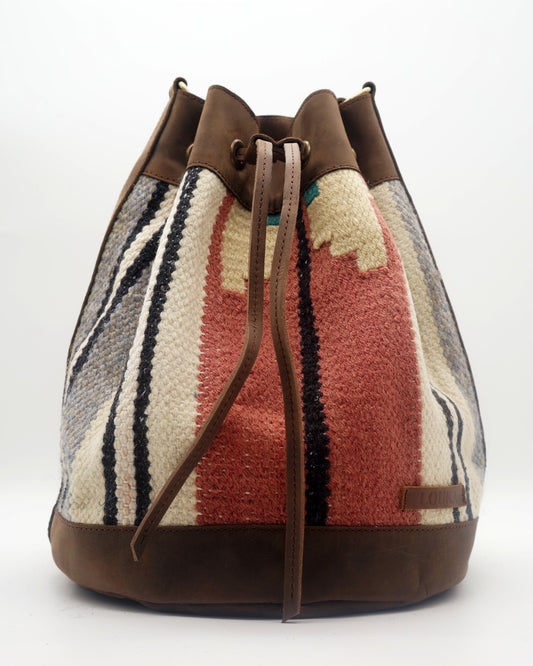 Handmade Kilim Bucket Bag With Genuine Leather LKB0239