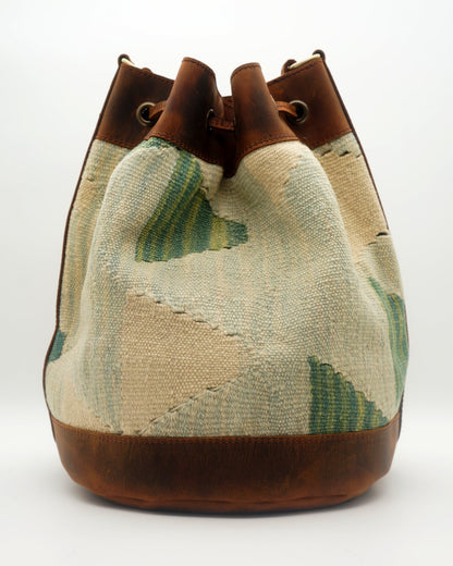 Handmade Kilim Bucket Bag With Genuine Leather LKB02065