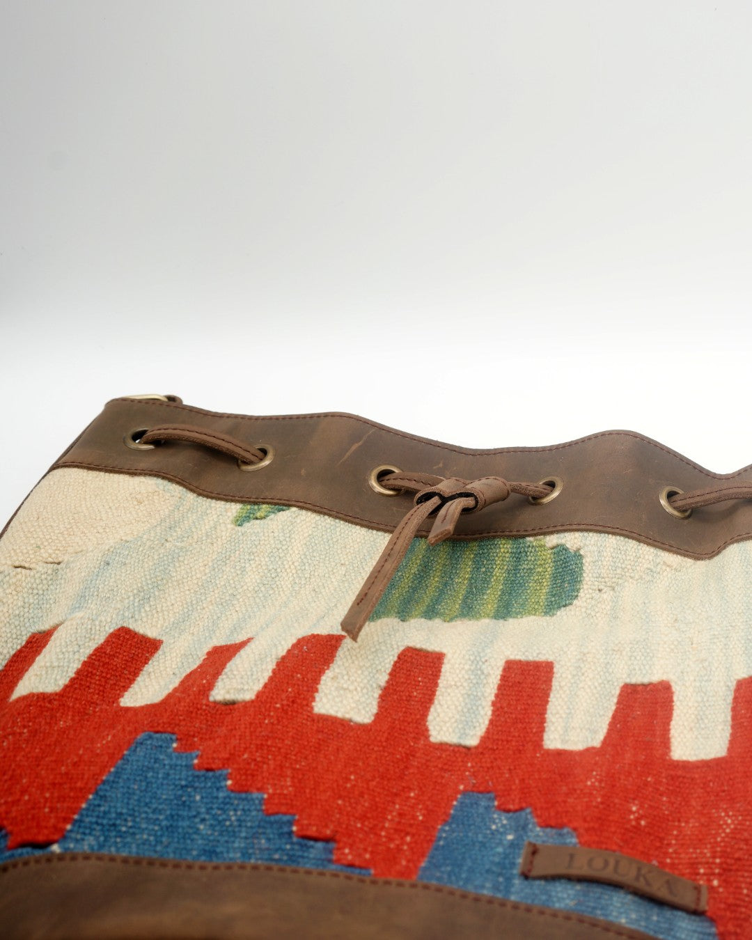 Handmade Kilim Bucket Bag With Genuine Leather LKB02080