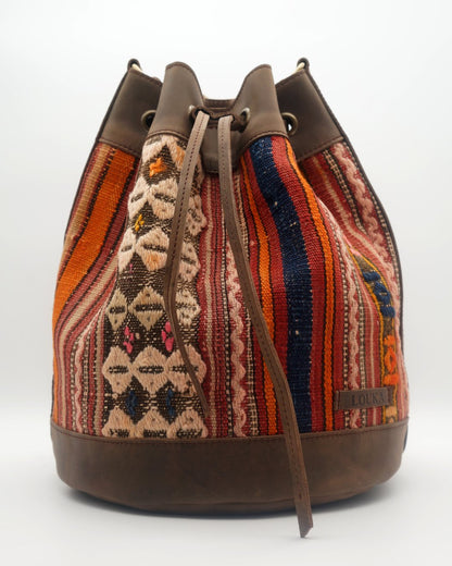 Handmade Kilim Bucket Bag With Genuine Leather LKB02081