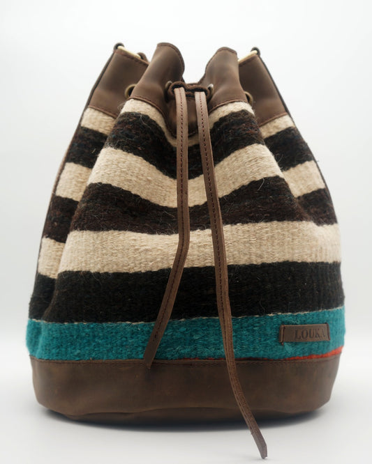 Handmade Kilim Bucket Bag With Genuine Leather LKB02083