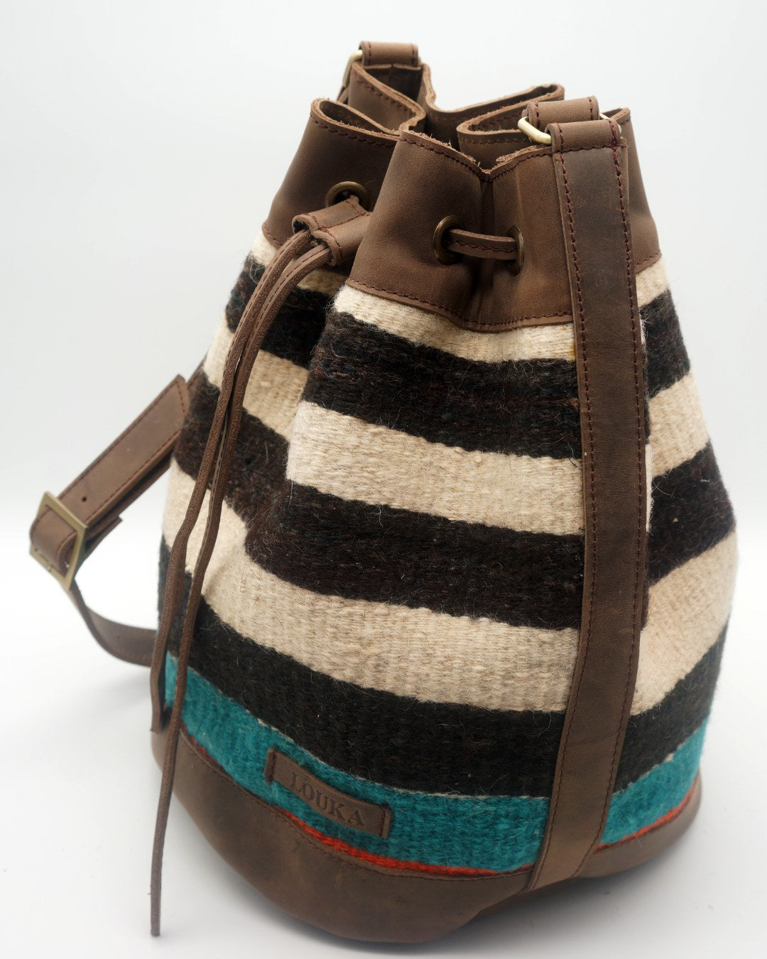 Handmade Kilim Bucket Bag With Genuine Leather LKB02083