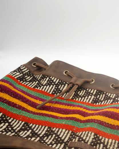 Handmade Kilim Bucket Bag With Genuine Leather LKB02085 Louka
