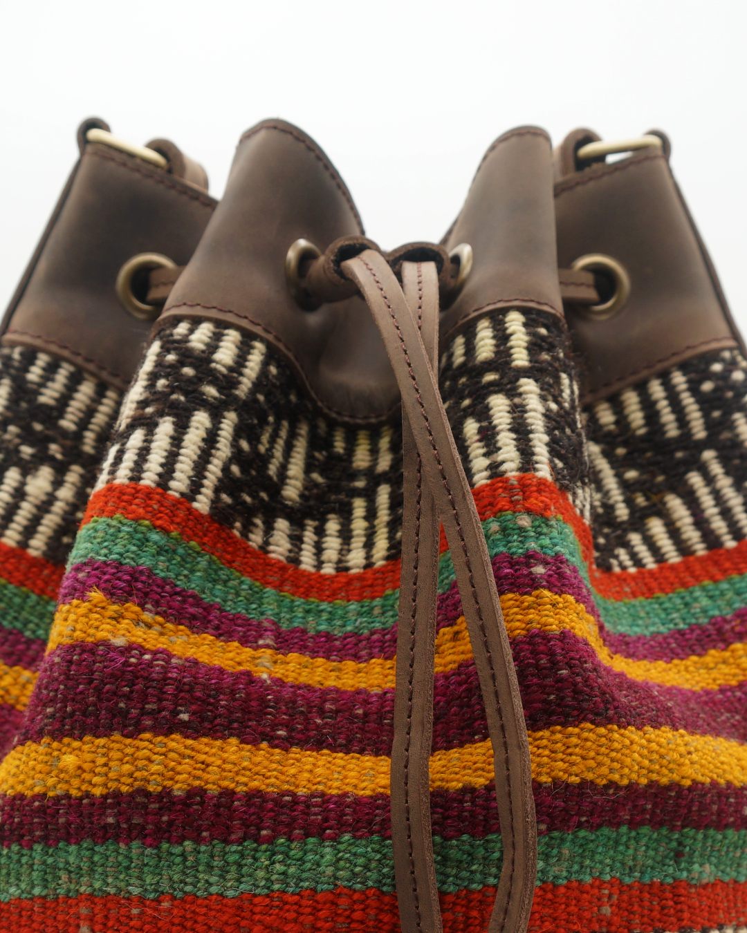 Handmade Kilim Bucket Bag With Genuine Leather LKB02085 Louka
