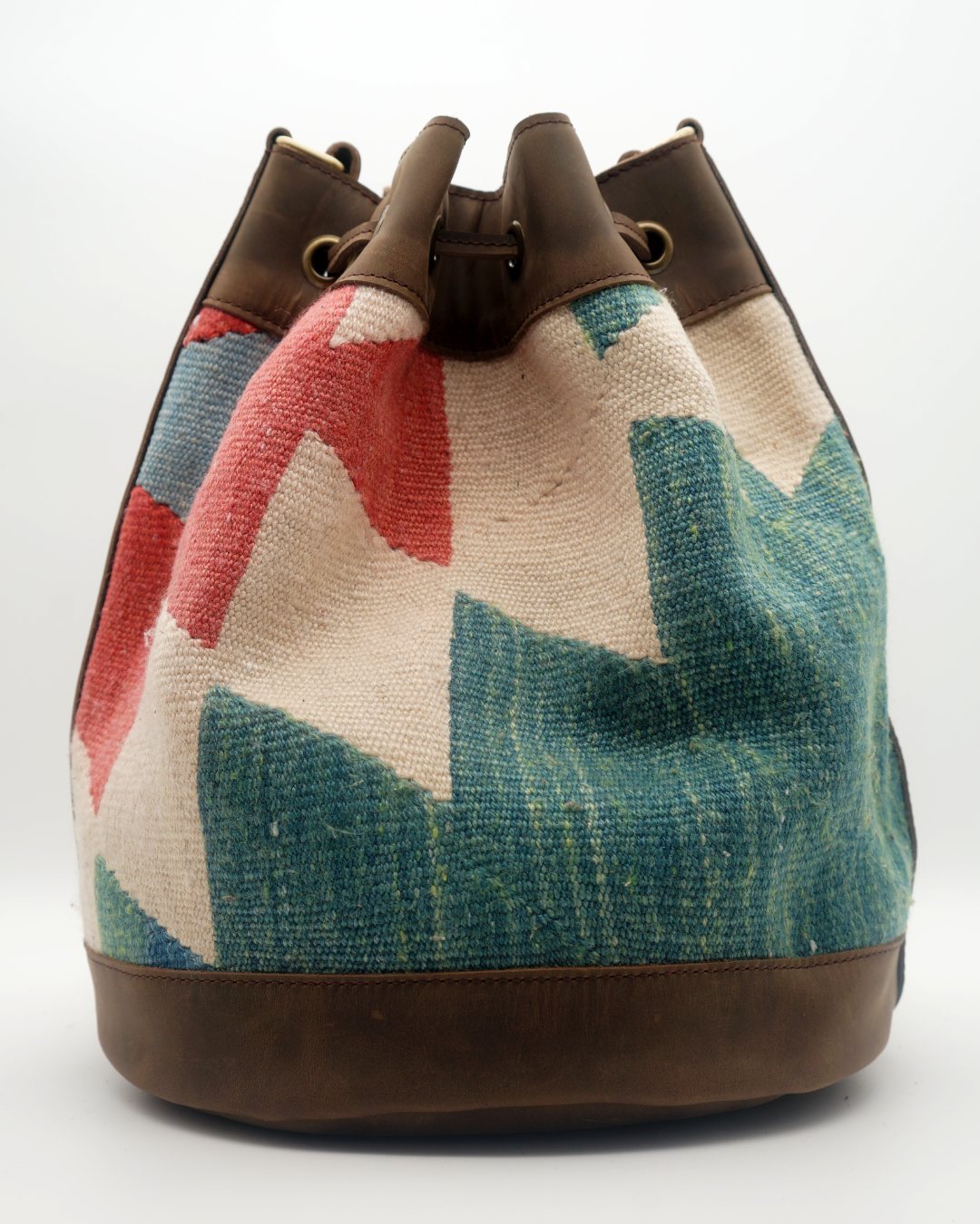 Handmade Kilim Bucket Bag With Genuine Leather LKB02090