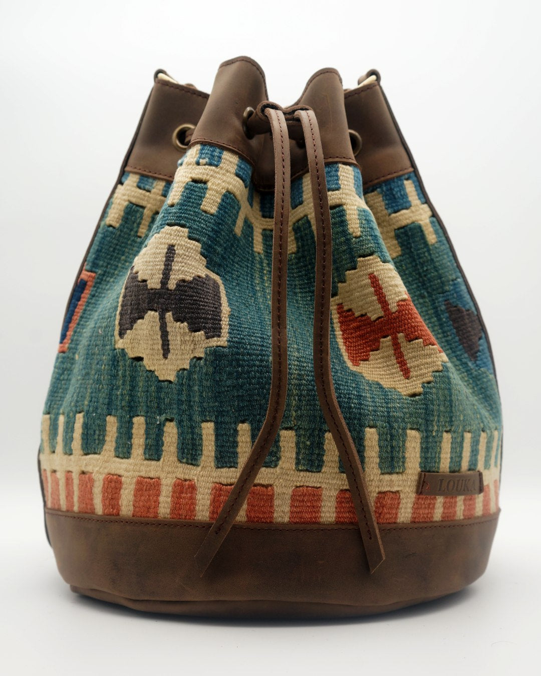 Handmade Kilim Bucket Bag With Genuine Leather LKB02092