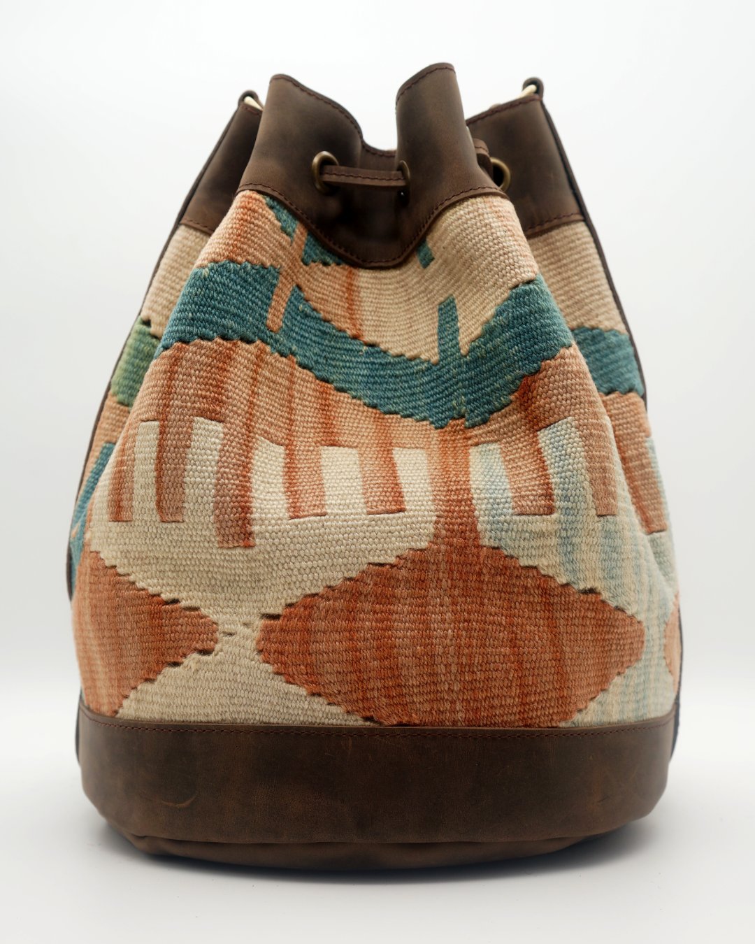 Handmade Kilim Bucket Bag With Genuine Leather LKB02099