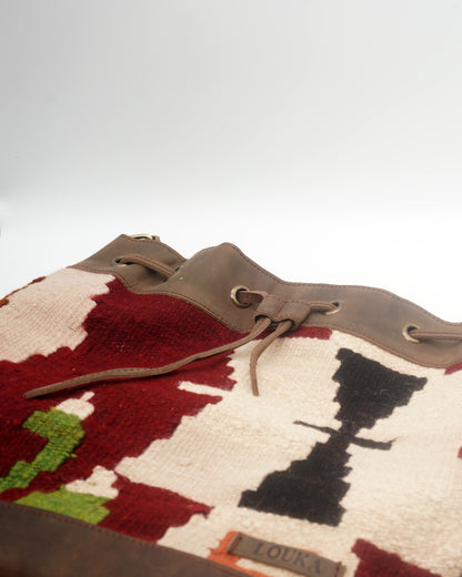 Handmade Kilim Bucket Bag With Genuine Leather LKB02101