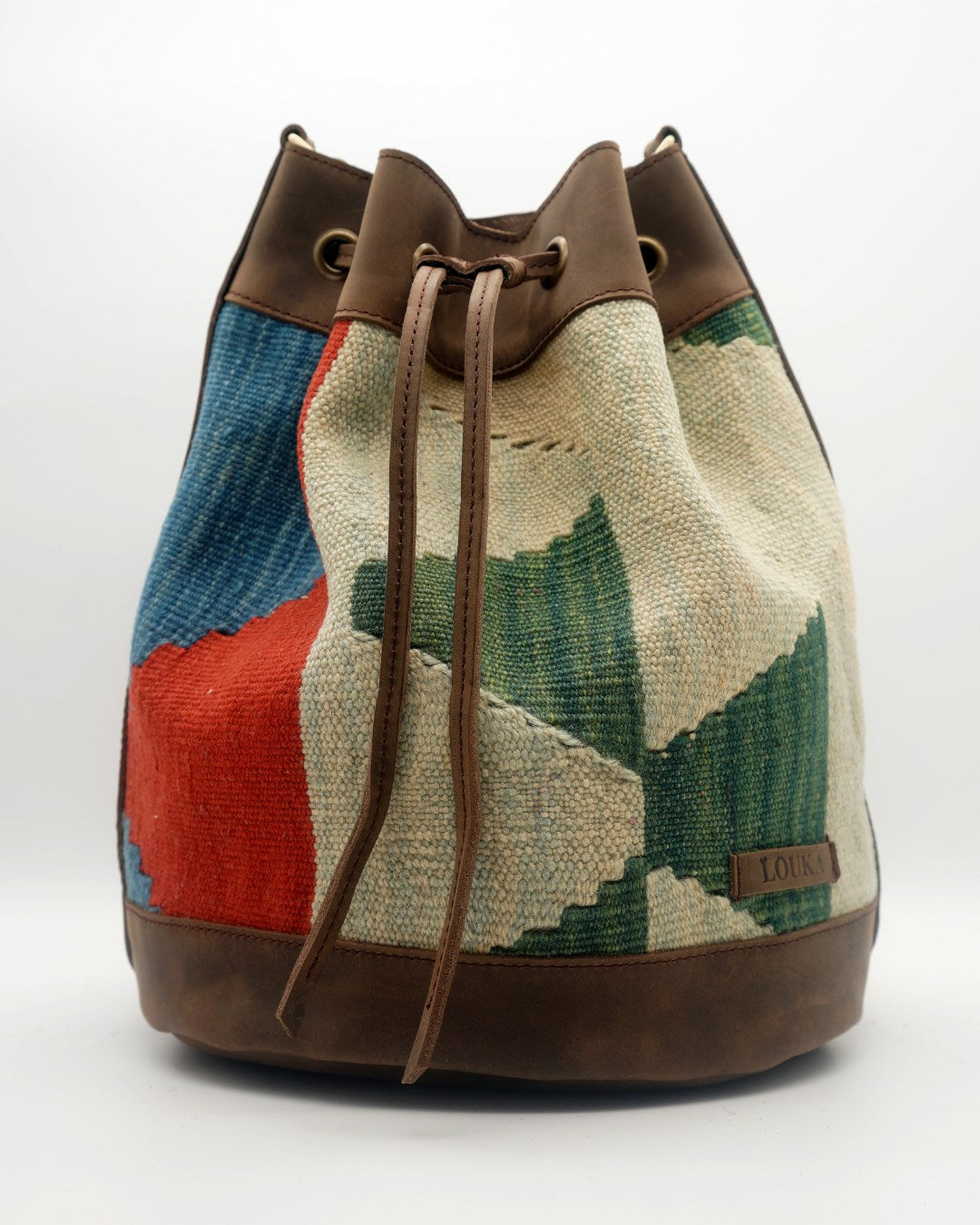 Handmade Kilim Bucket Bag With Genuine Leather LKB02102