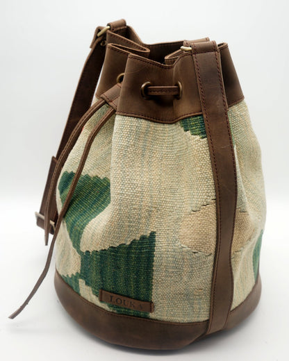 Handmade Kilim Bucket Bag With Genuine Leather LKB02102