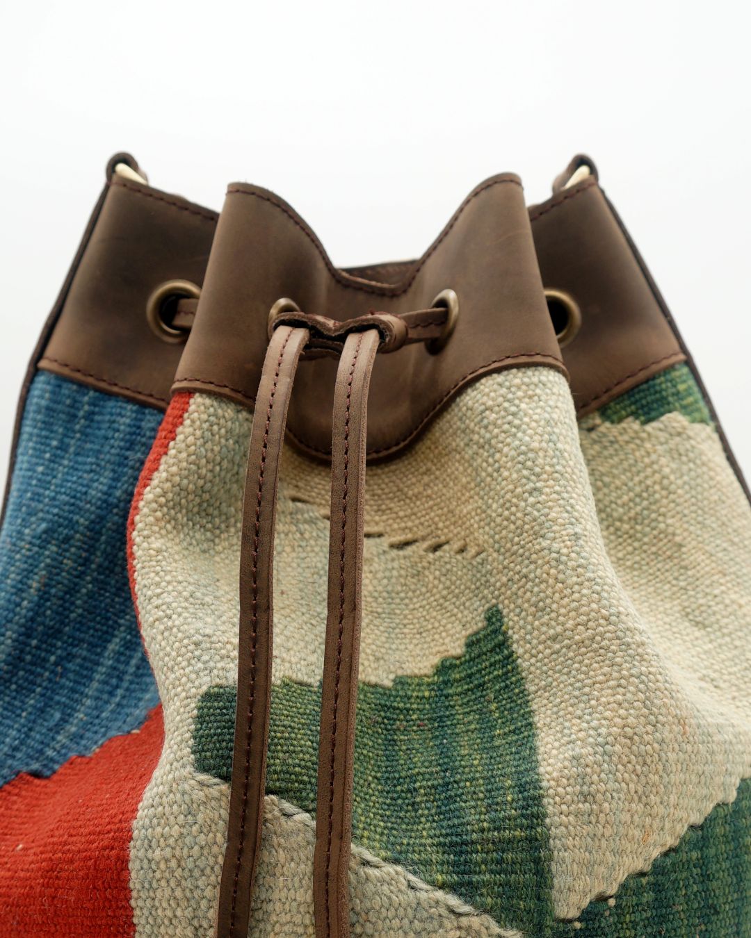 Handmade Kilim Bucket Bag With Genuine Leather LKB02102