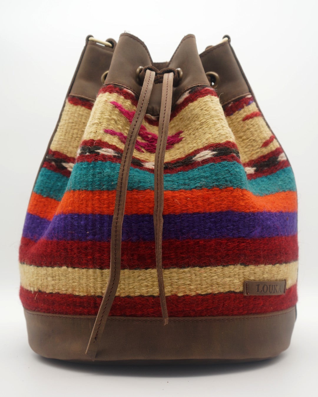 Handmade Kilim Bucket Bag With Genuine Leather LKB02108