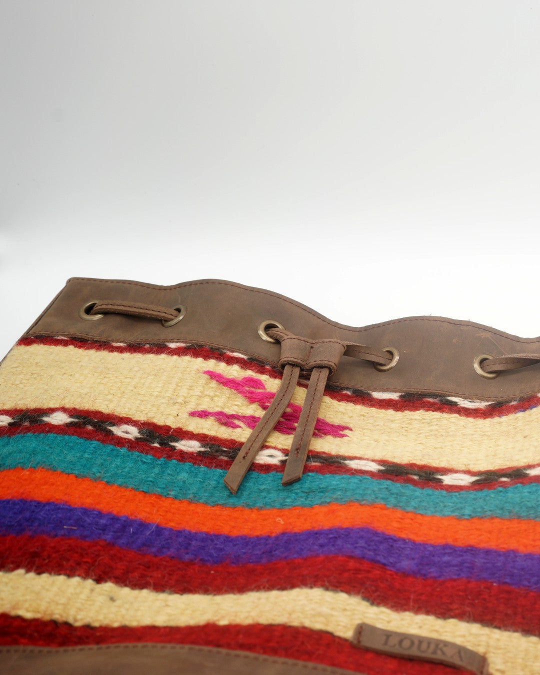 Handmade Kilim Bucket Bag With Genuine Leather LKB02108