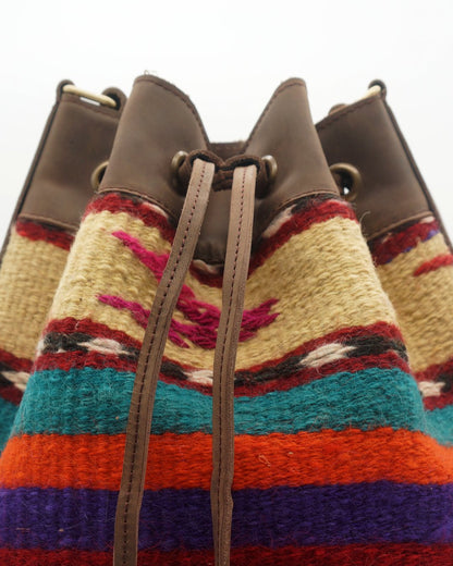 Handmade Kilim Bucket Bag With Genuine Leather LKB02108