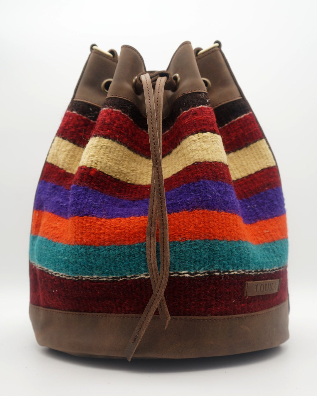 Handmade Kilim Bucket Bag With Genuine Leather LKB02112