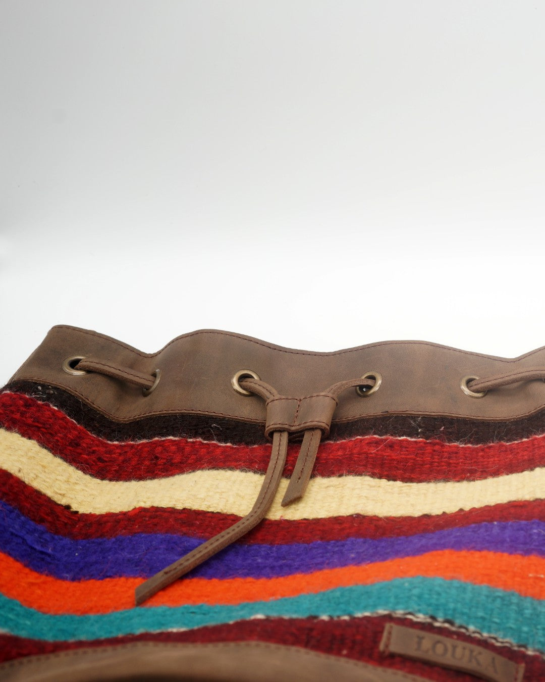 Handmade Kilim Bucket Bag With Genuine Leather LKB02112