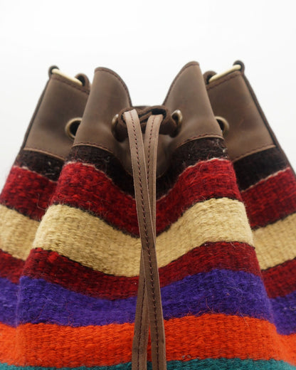 Handmade Kilim Bucket Bag With Genuine Leather LKB02112