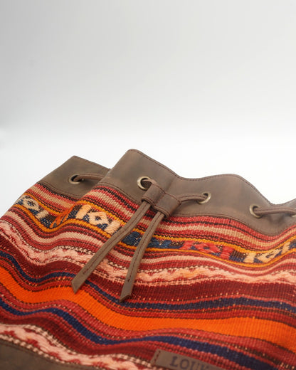 Handmade Kilim Bucket Bag With Genuine Leather LKB02113