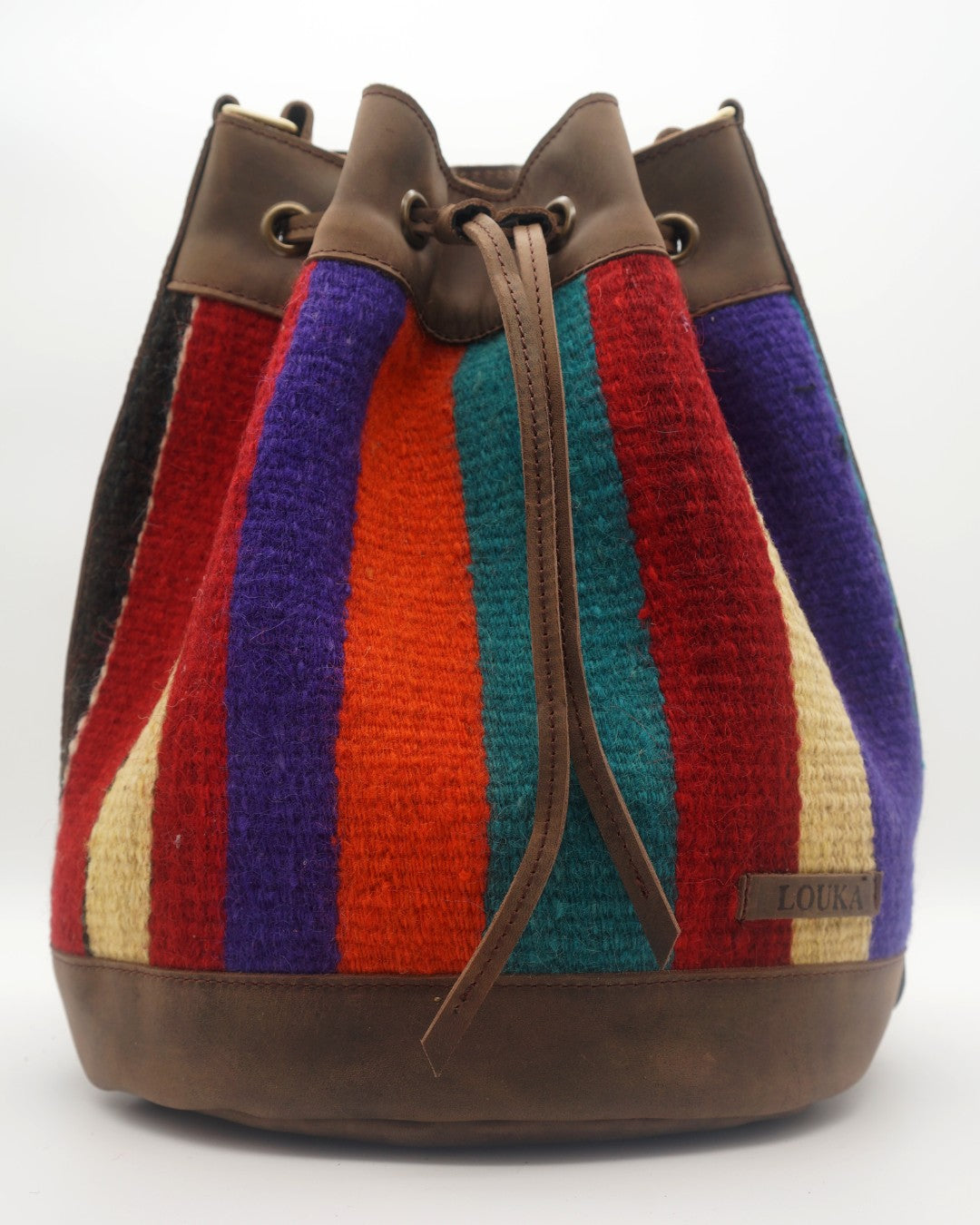 Handmade Kilim Bucket Bag With Genuine Leather LKB02116