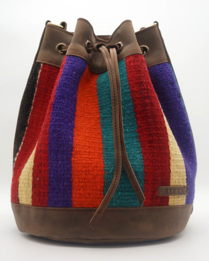 Handmade Kilim Bucket Bag With Genuine Leather LKB02116