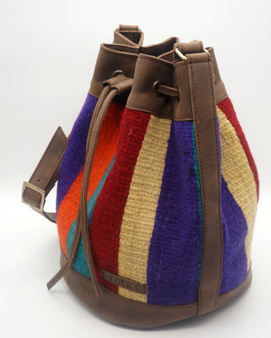 Handmade Kilim Bucket Bag With Genuine Leather LKB02116