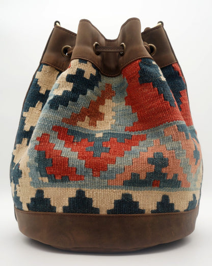 Handmade Kilim Bucket Bag With Genuine Leather LKB02121