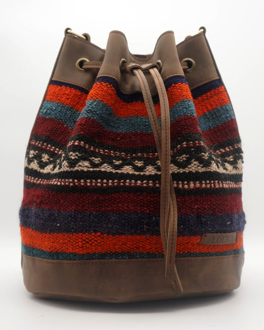 Handmade Kilim Bucket Bag With Genuine Leather LKB02125