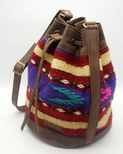 Handmade Kilim Bucket Bag With Genuine Leather LKB02126