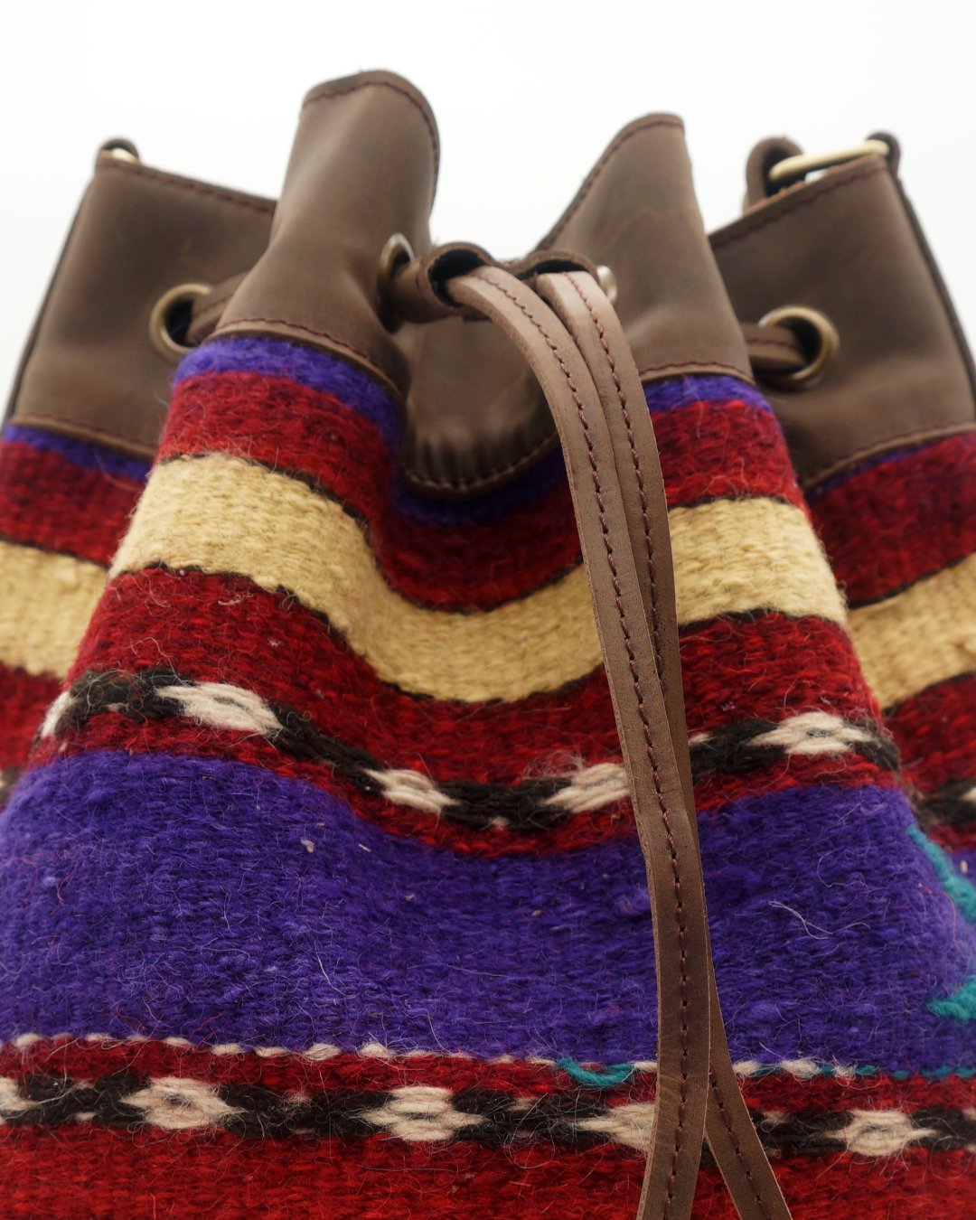 Handmade Kilim Bucket Bag With Genuine Leather LKB02126