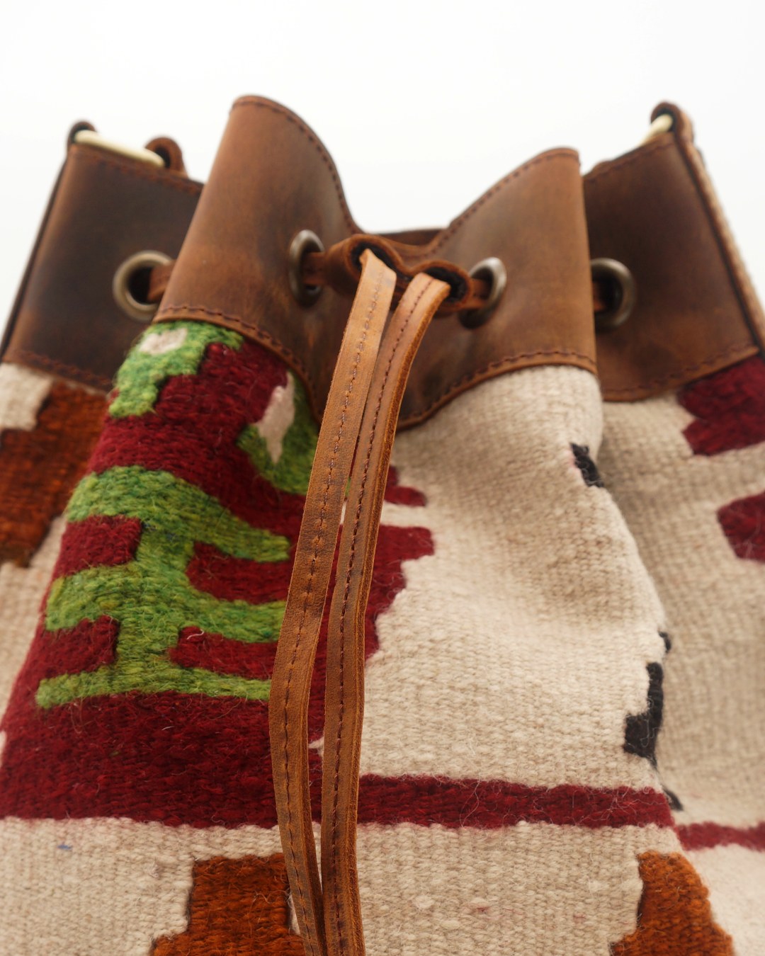 Handmade Kilim Bucket Bag With Genuine Leather LKB02132