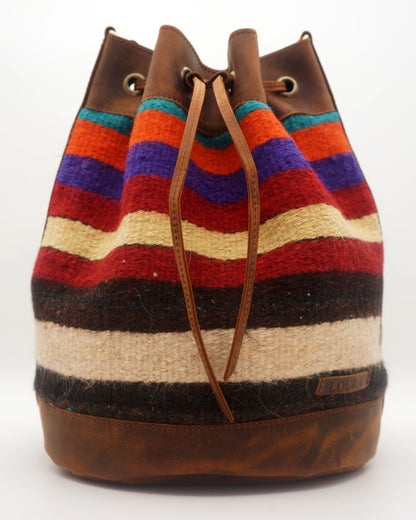 Handmade Kilim Bucket Bag With Genuine Leather LKB02134