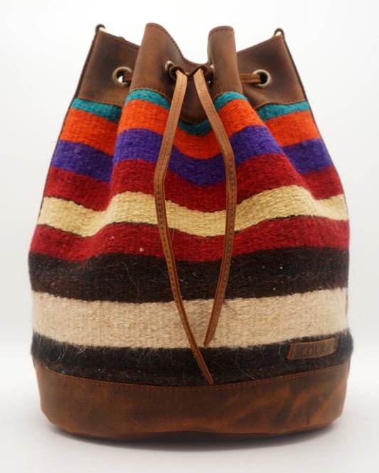 Handmade Kilim Bucket Bag With Genuine Leather LKB02134