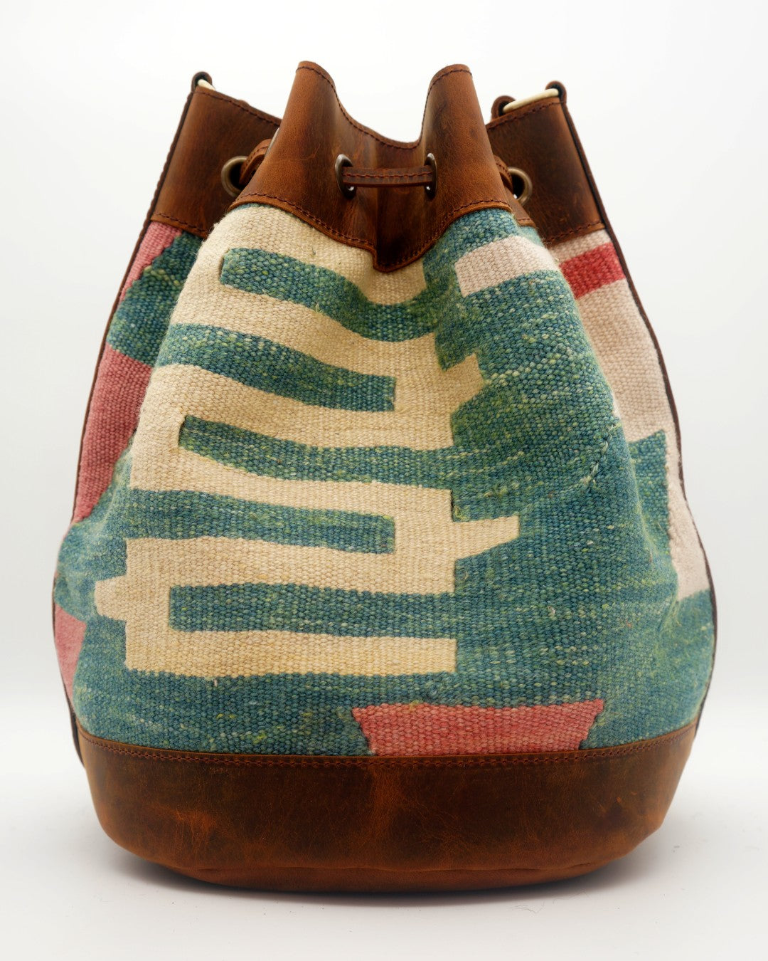 Handmade Kilim Bucket Bag With Genuine Leather LKB02135