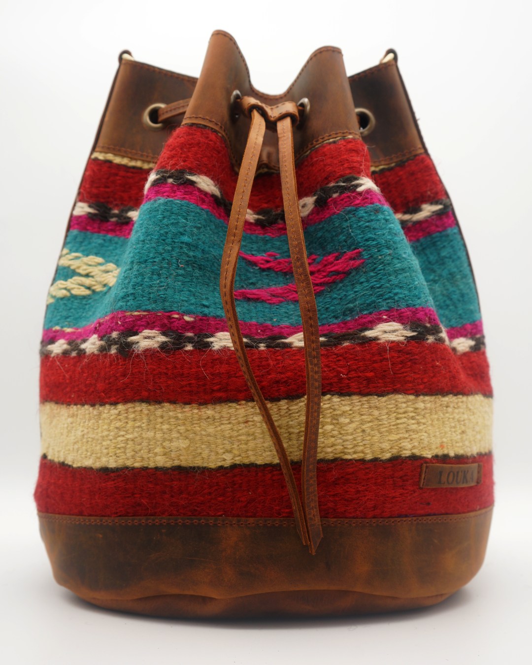 Handmade Kilim Bucket Bag With Genuine Leather LKB02137