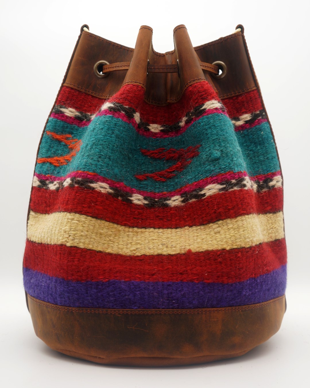 Handmade Kilim Bucket Bag With Genuine Leather LKB02137