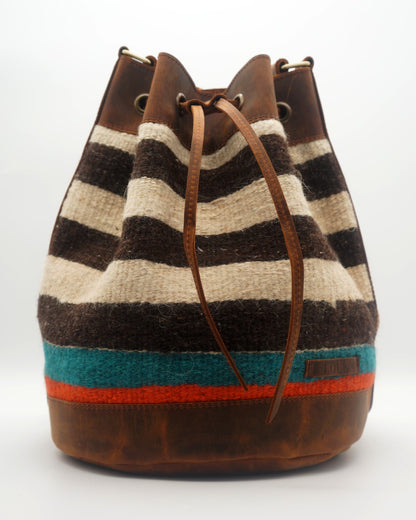 Handmade Kilim Bucket Bag With Genuine Leather LKB02155