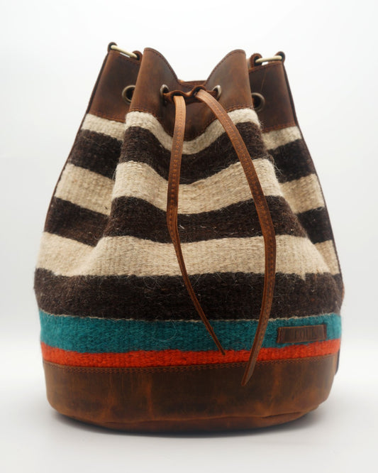 Handmade Kilim Bucket Bag With Genuine Leather LKB02155