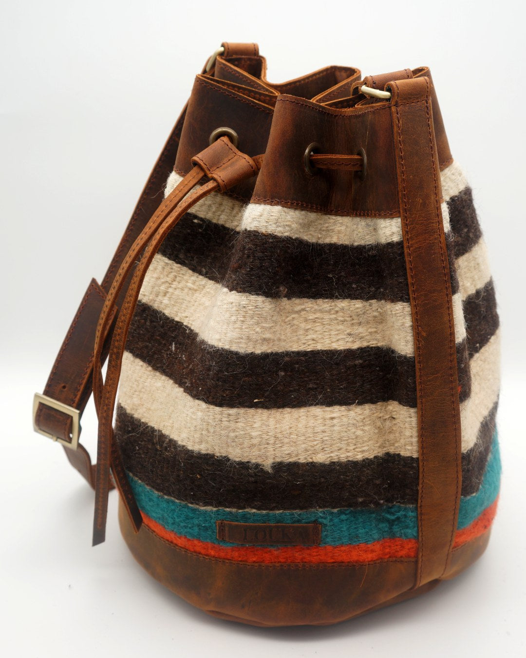 Handmade Kilim Bucket Bag With Genuine Leather LKB02155