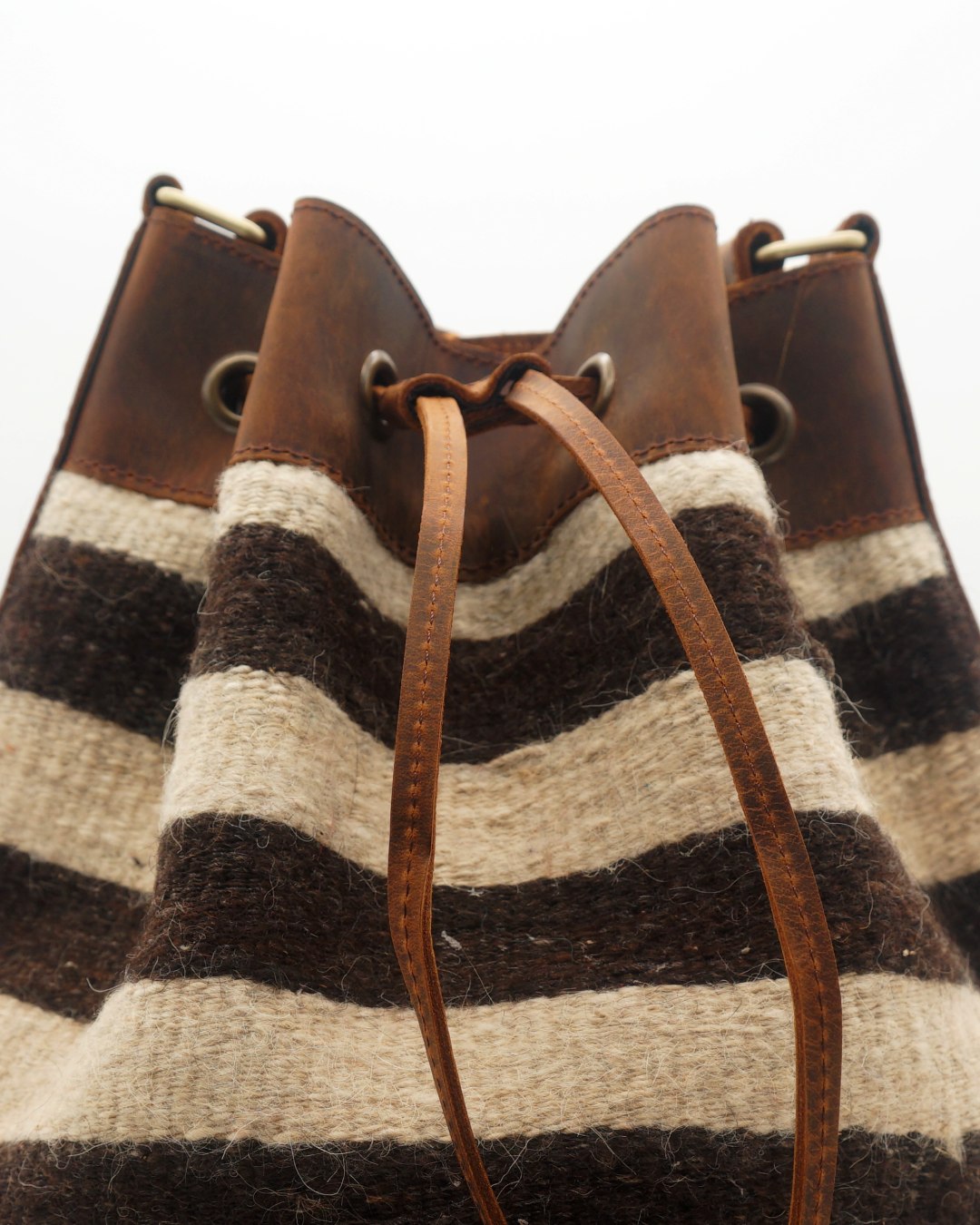 Handmade Kilim Bucket Bag With Genuine Leather LKB02155