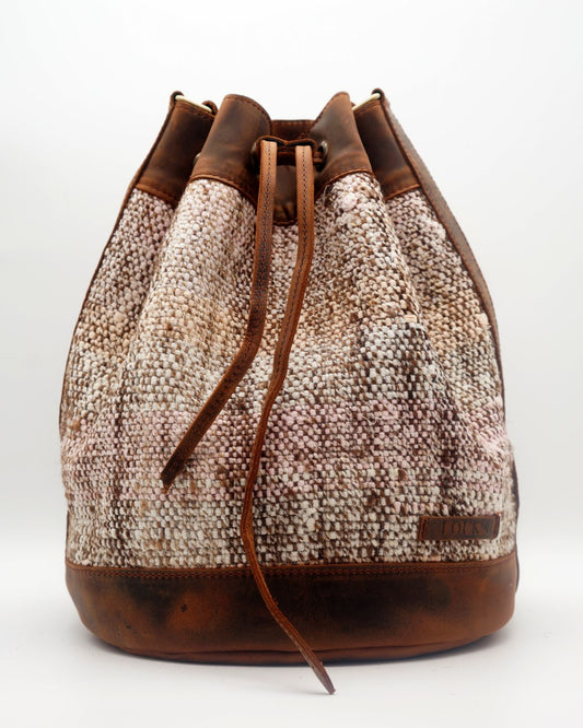 Handmade Kilim Bucket Bag With Genuine Leather LKB0302