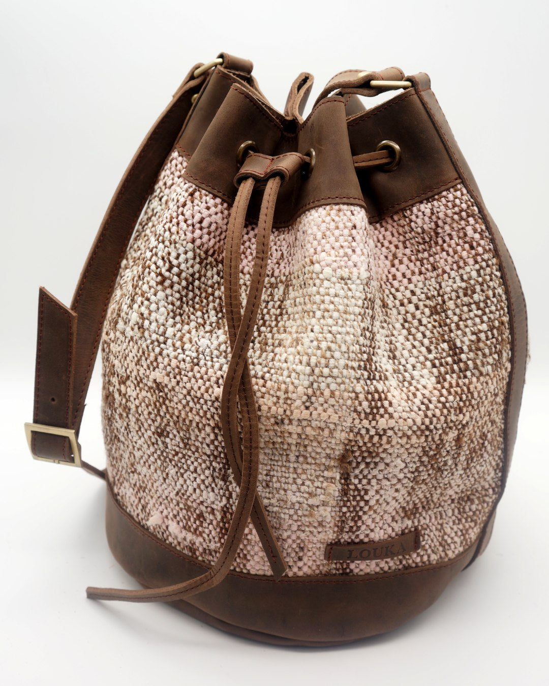 Handmade Kilim Bucket Bag With Genuine Leather LKB0303