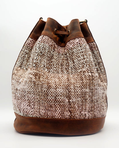 Handmade Kilim Bucket Bag With Genuine Leather LKB0304