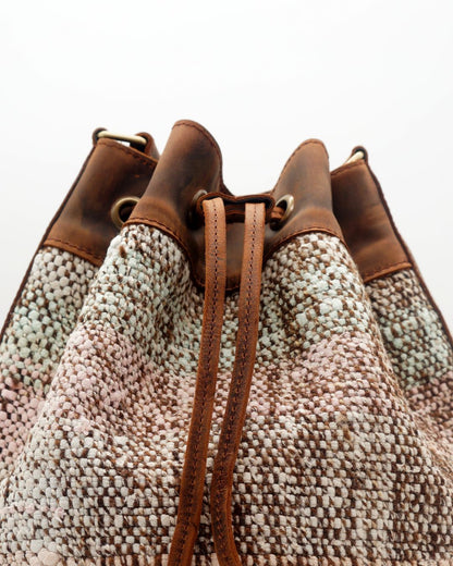 Handmade Kilim Bucket Bag With Genuine Leather LKB0304