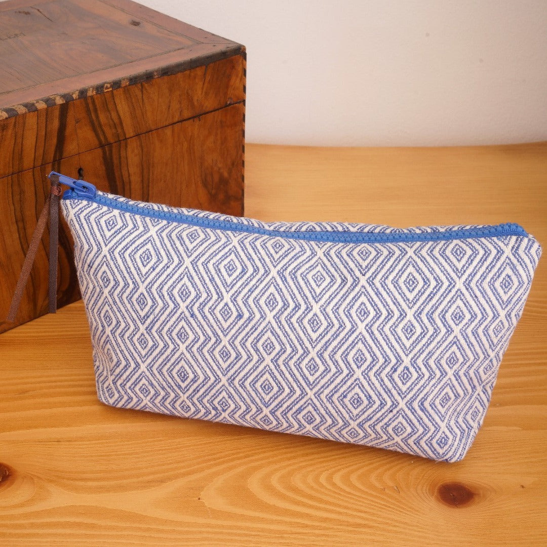 Apasa Handwoven Makeup/Pouch Bag, clutch cosmetic bag closeup with decor box