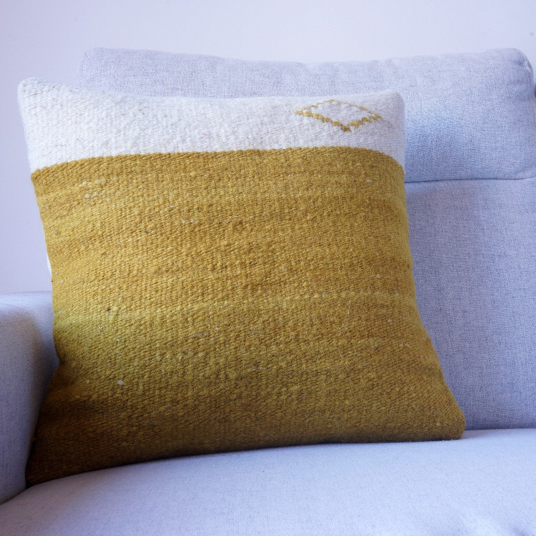 Delos Handwoven Cushion Cover, cushion cover product photo on sofa closeup