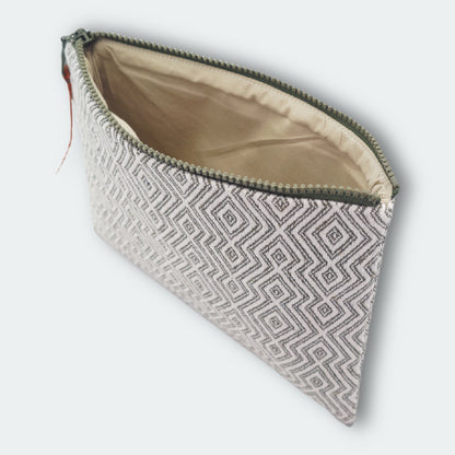 Sardis Handwoven Cotton Makeup Bag, clutch cosmetic bag inside